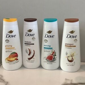 Dove Bath Soak & Bubbles Set - Glowing, Restore, Reviving, Pamper